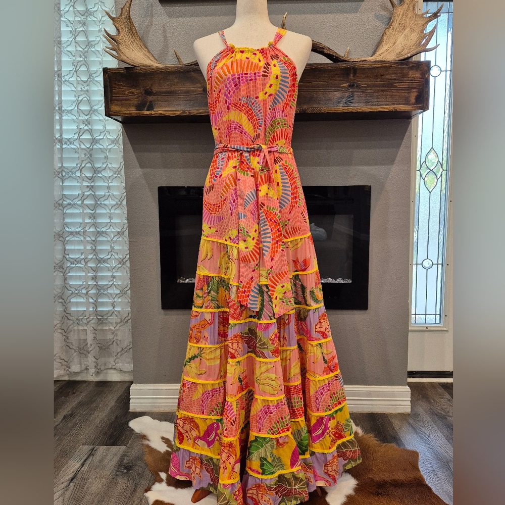 FARM Rio Maxi Dress Size Medium New With Tag Vibrant Multicolor Maxi Dress - Picture 1 of 10